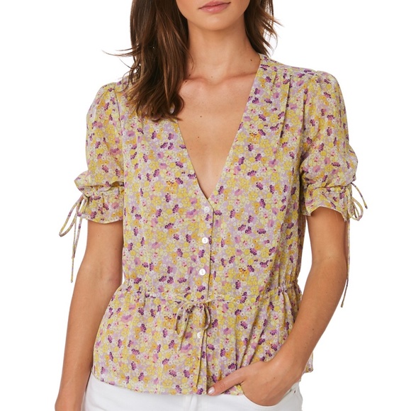 REVOLVE Tops - ✨NWT✨ THE EAST ORDER Arlo Floral Short Sleeve Top in Purple Rain Sz S